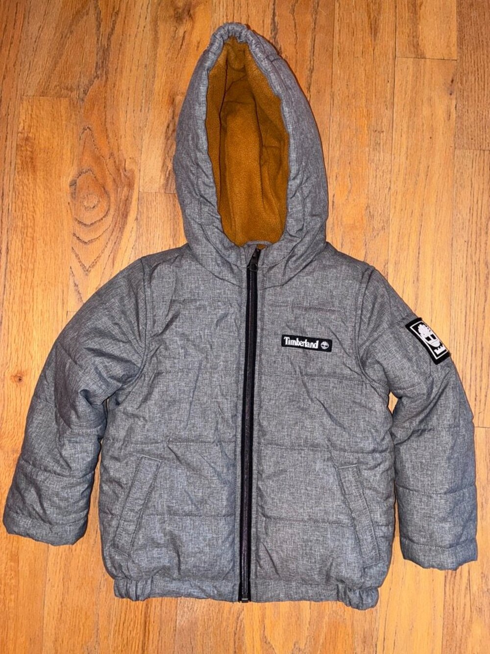 Timberland Gray Hooded Fleece Lined Puffer Jacket Toddler 3T